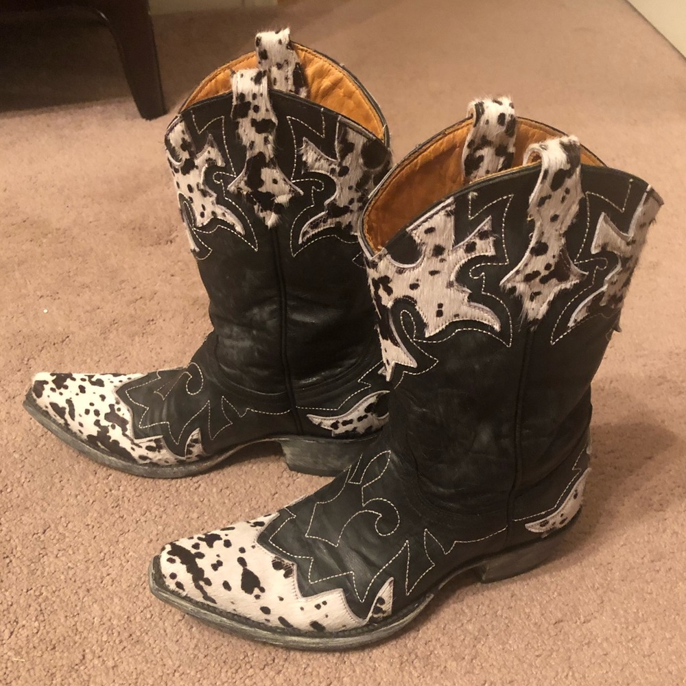 BRAND NEW Old Gringo Cora Black Calf Print Hair On Hide 13" Leather Boots